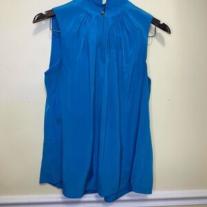 Tibi Sleeveless Pleated Mock Neck Camisole - Teal